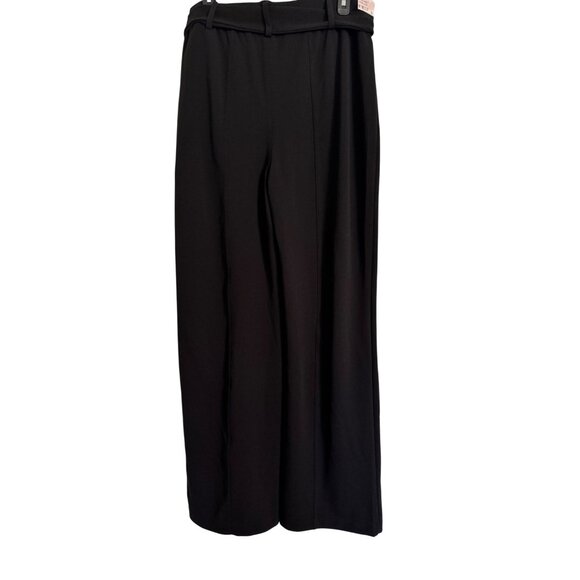 BBJ Soft Knit Crepe Stretch Wide Leg Size Large High Rise Black Stretch NWT - Picture 3 of 9